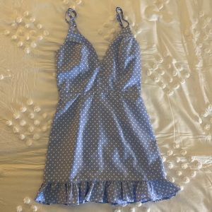 Super Down blue with white polka dots dress
